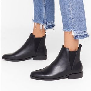 Black Faux Leather Chelsea Boots